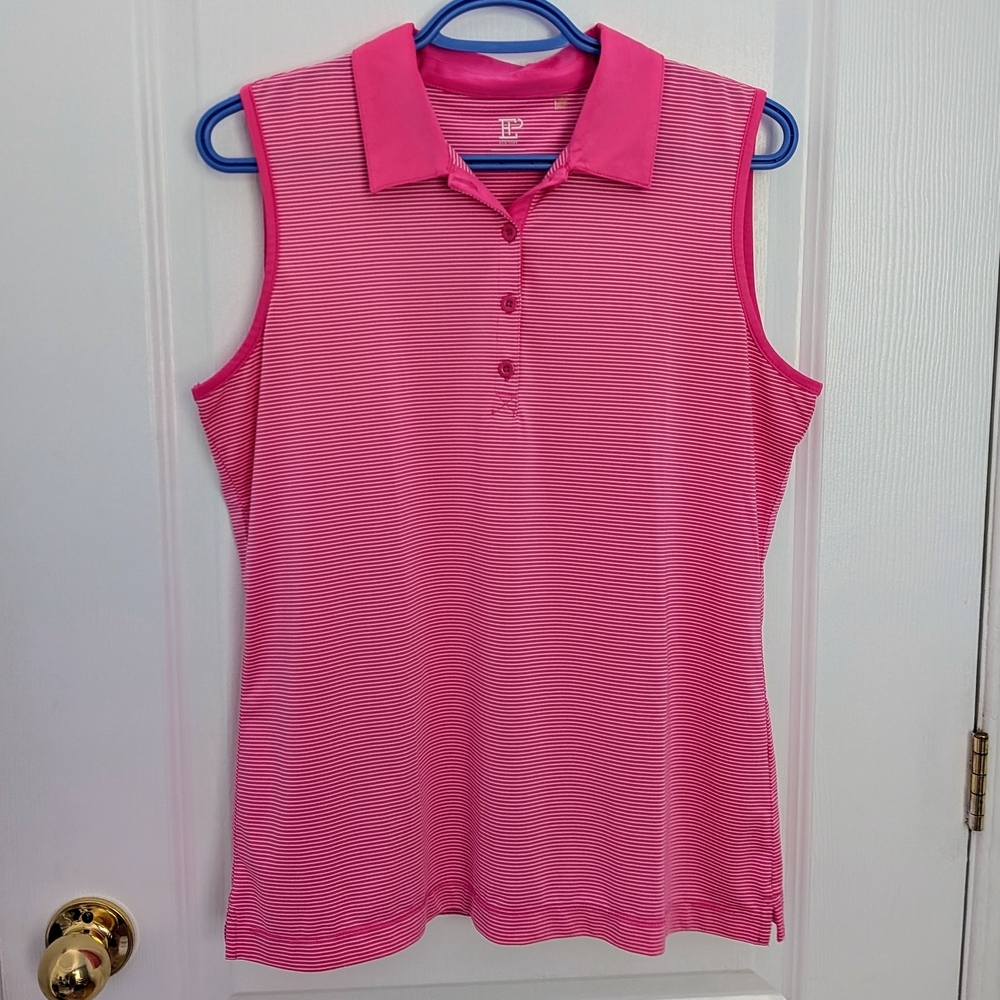 EP Pro NY Sleeveless Geometric Jacquard Golf Polo – Pink, Women’s Size M #102